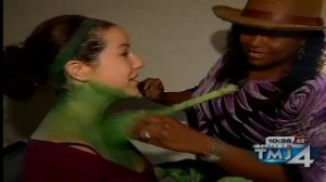 Wicked  Elphaba being painted green